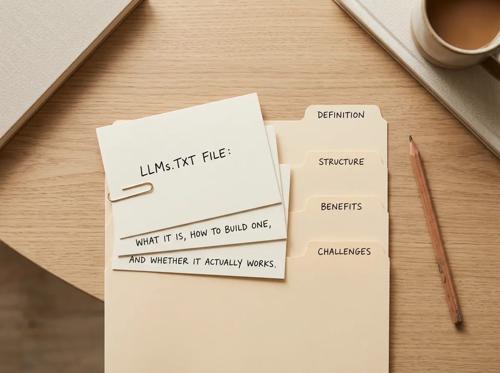 Neatly arranged index cards and folder tabs laid out in a clear hierarchy, representing the strict, organized structure a well-built file needs to follow