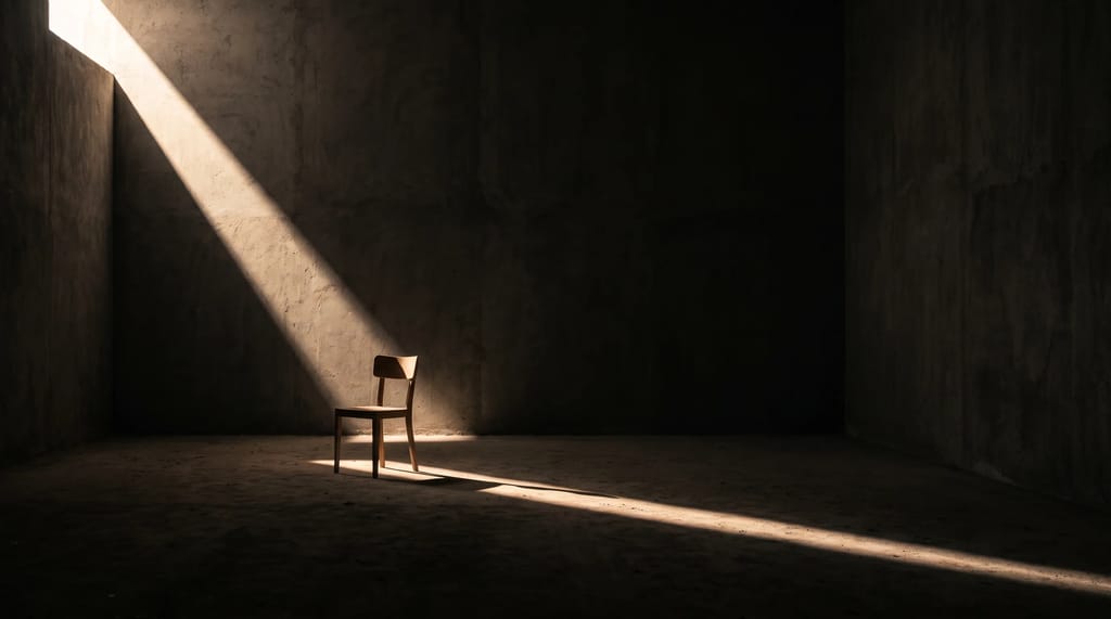 A single beam of light cutting through darkness, representing the brief window to capture a reader's attention